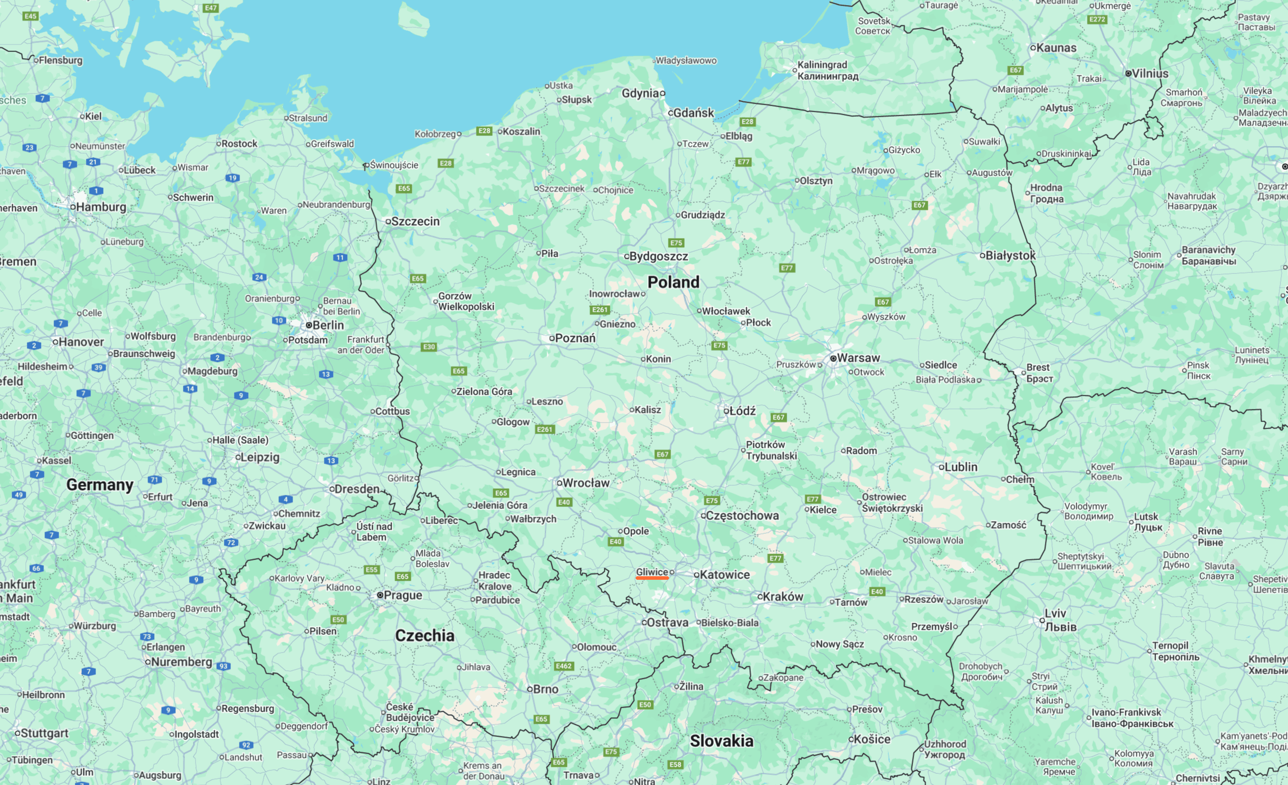 Map showing AI4I office location in Gliwice, Poland